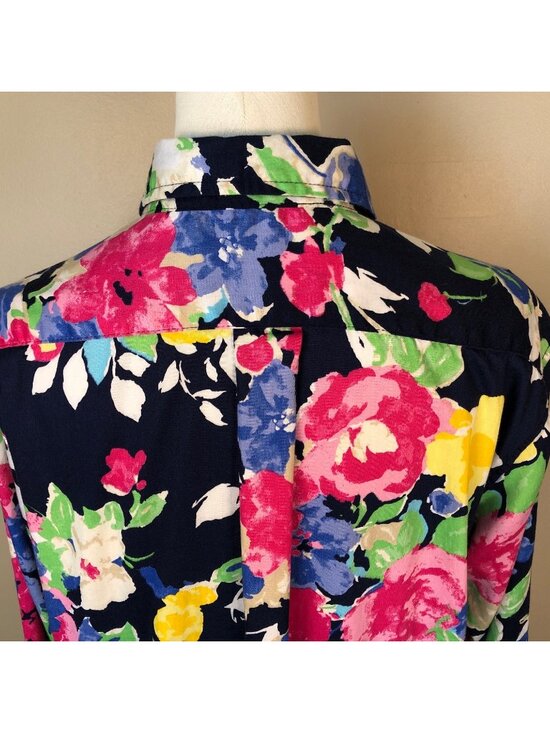 Lauren Ralph Lauren Floral Button Front 3/4 Sleeve Tunic Shirt Size M - Picture 4 of 10